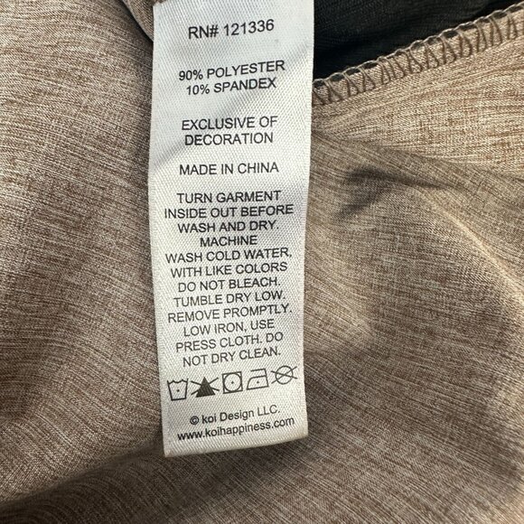 Koi Basics Womens V Neck Scrub Top XS Heather Taupe &  Black Gradient - Picture 7 of 7